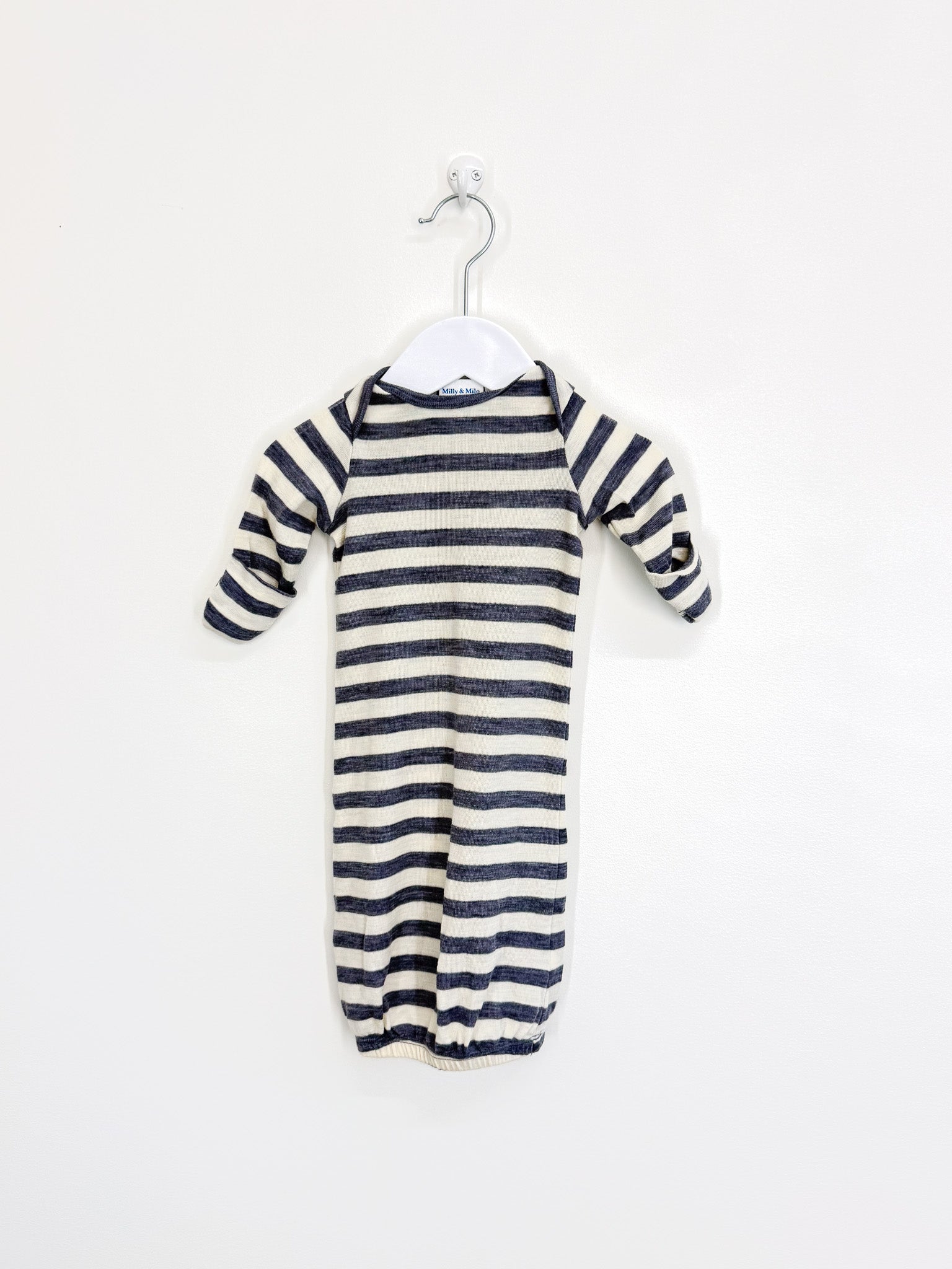 Milly & Milo merino gown - grey stripe (newborn)
