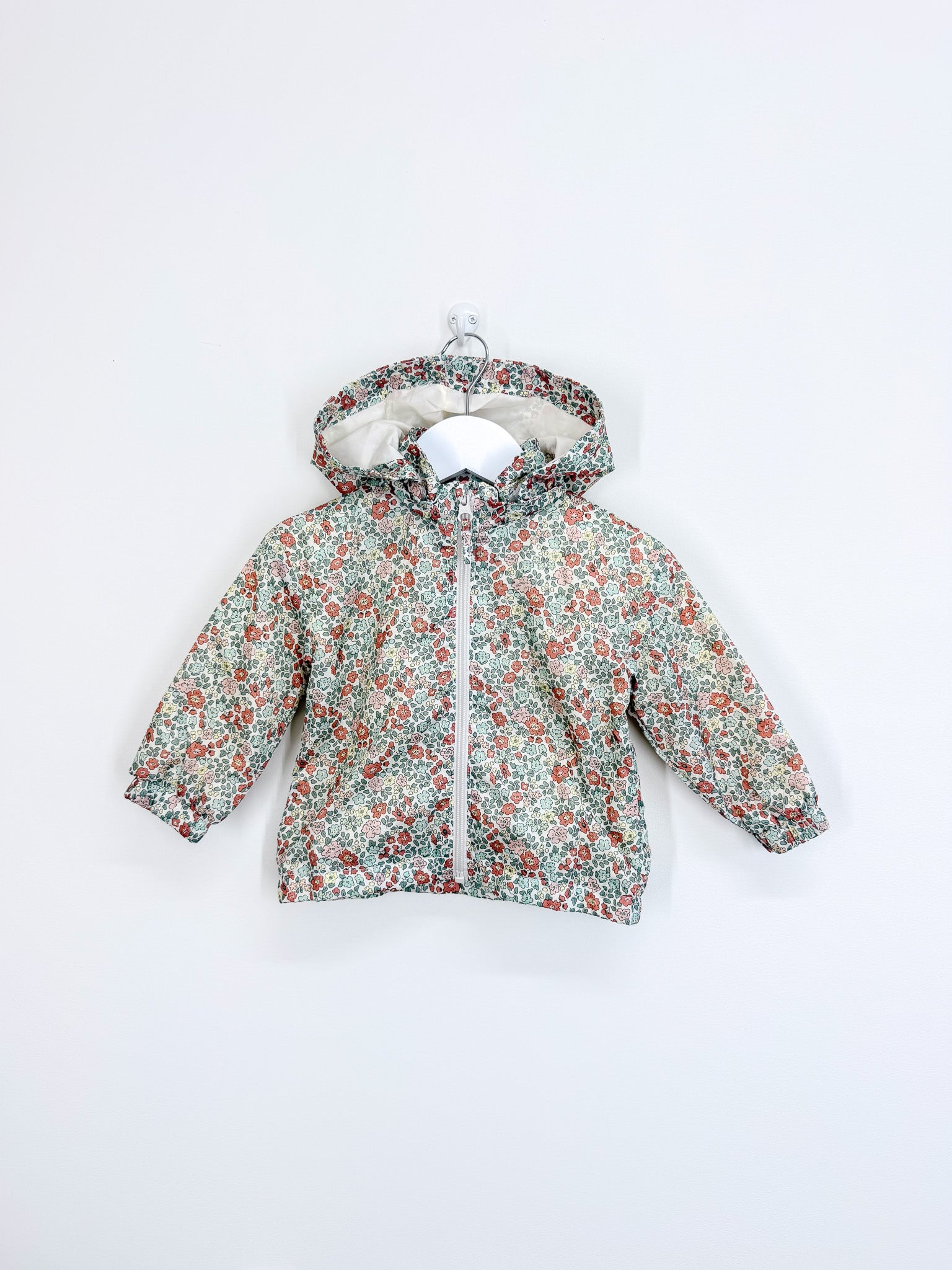 H&M floral lined wind breaker zip jacket (9-12m)