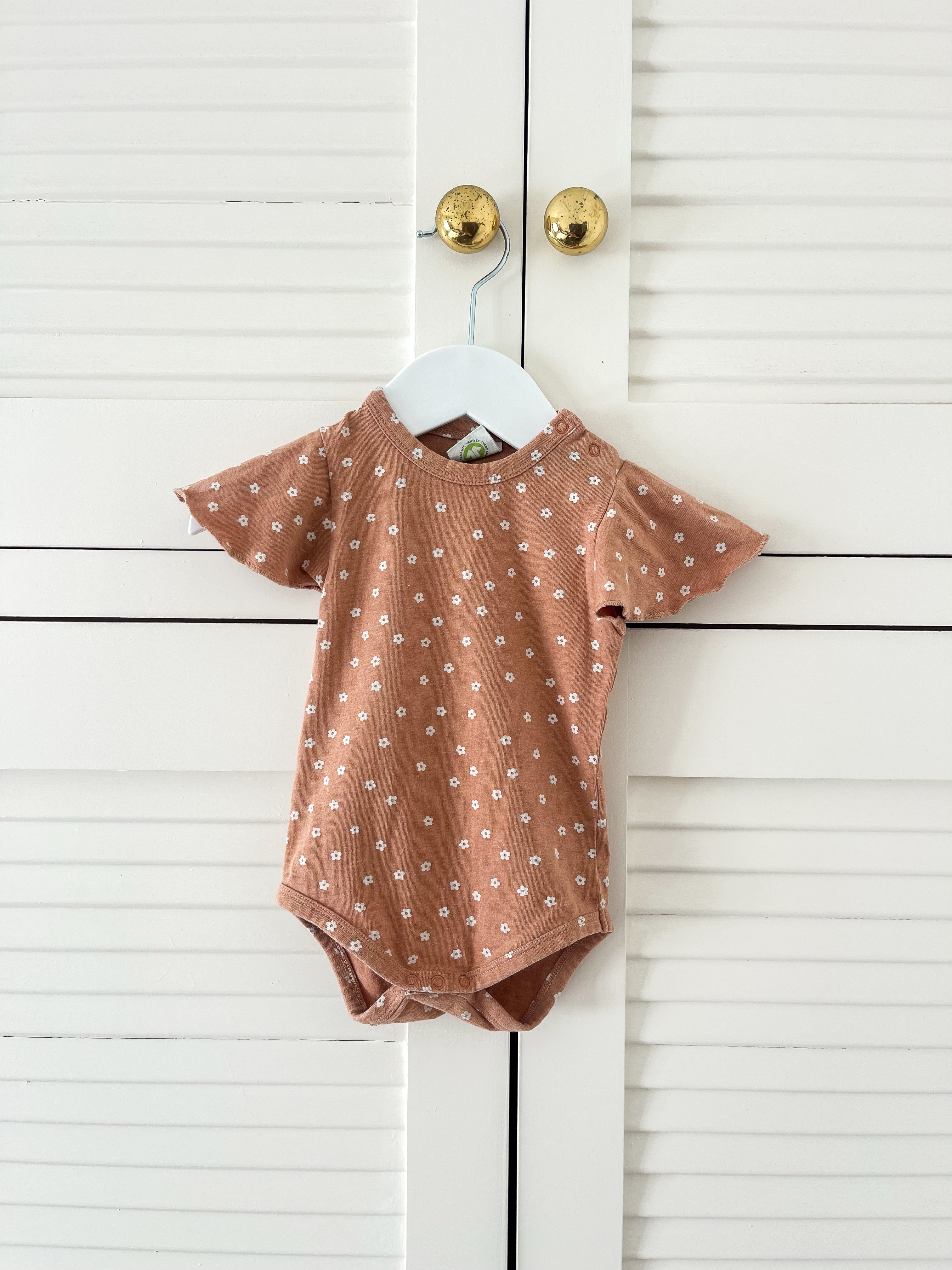 Nature Baby organic petal bodysuit - flora cork marle (3-6m)