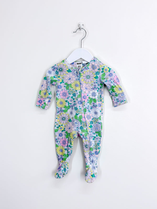 Cotton On Kids retro floral zipsuit (0-3m)