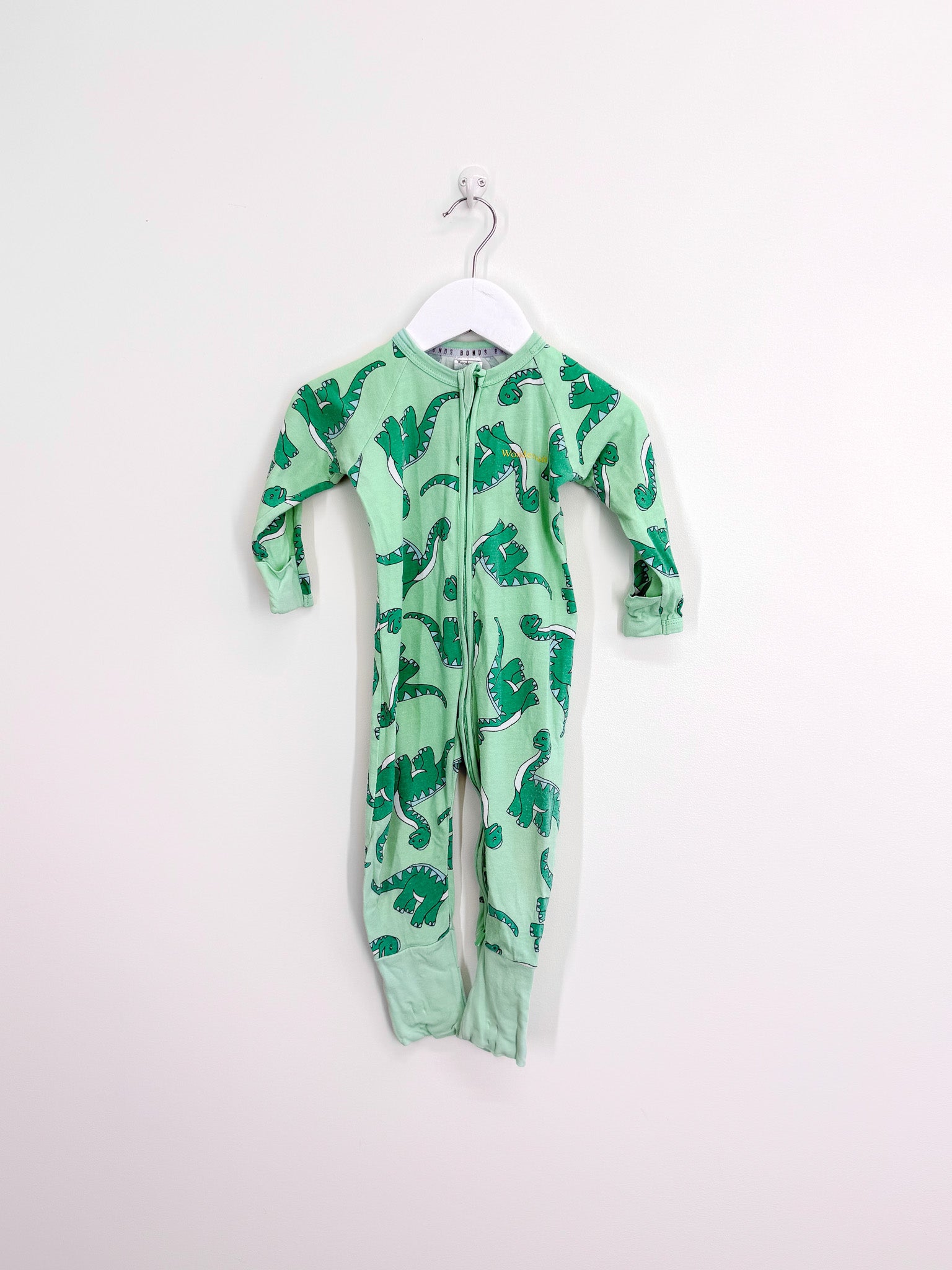 Bonds wondersuit - green dino (6-12m)