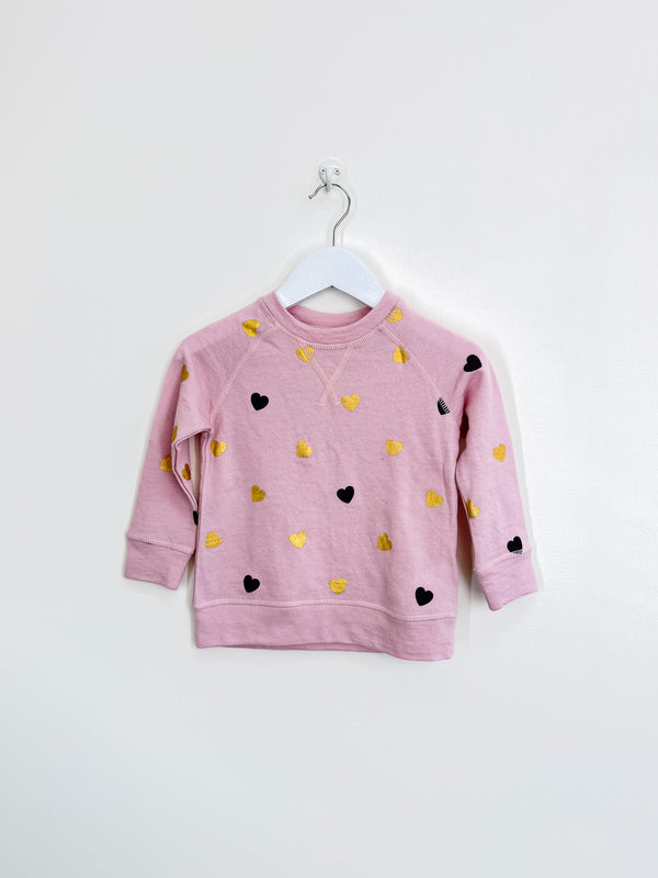 North South Merino pink hearts pullover (3y)
