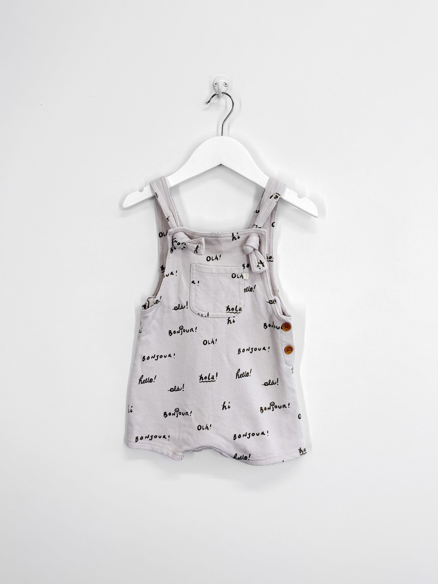 Wilson & Frenchy organic french terry shortalls - bonjour (12-18m)