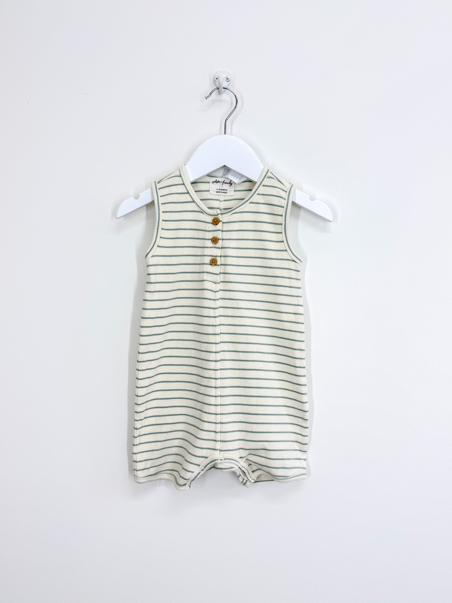 Wilson & Frenchy organic sleeveless henley suit - stripe (12-18m)