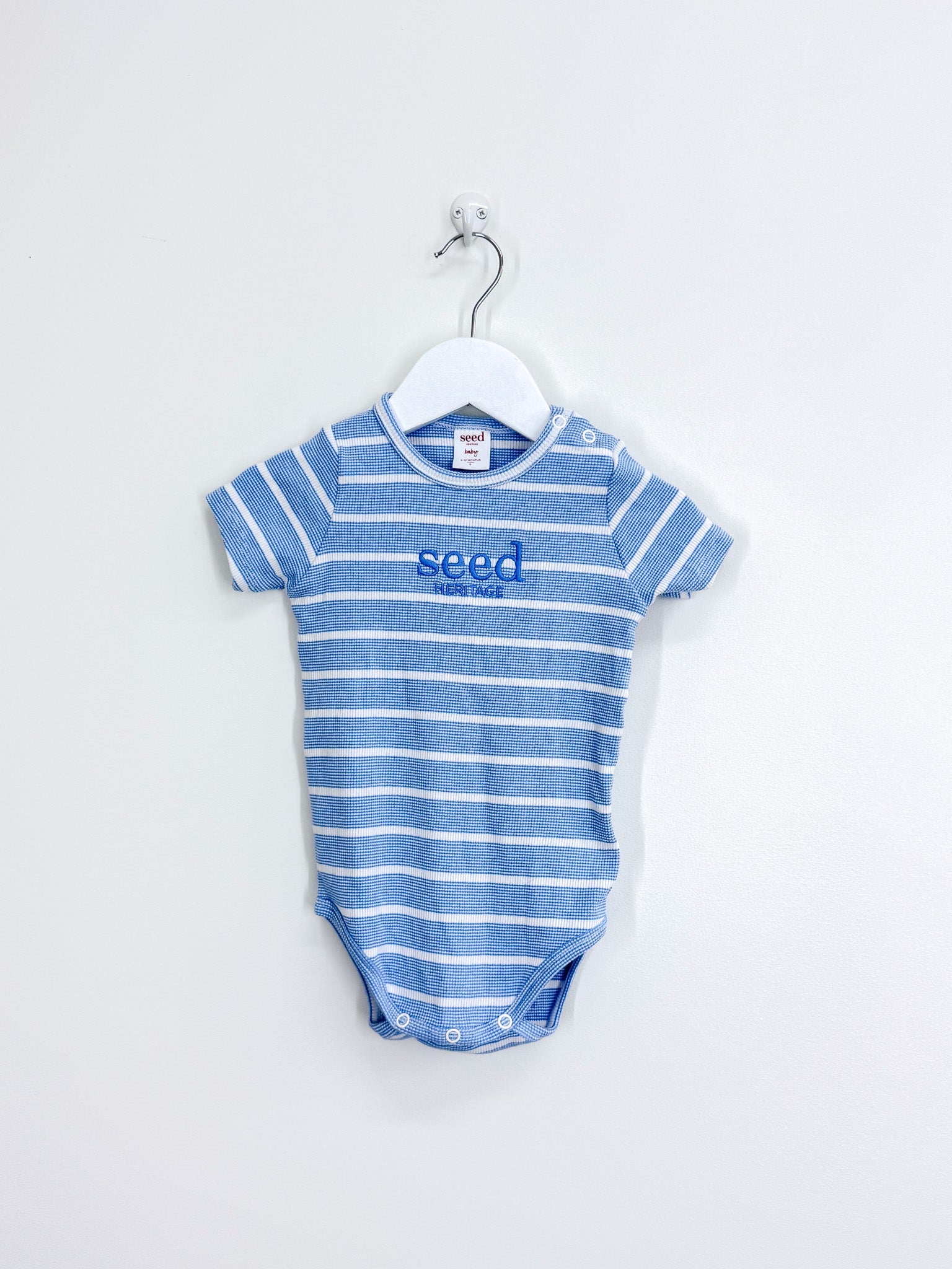 Seed core logo rib bodysuit - blue stripe (6-12m)