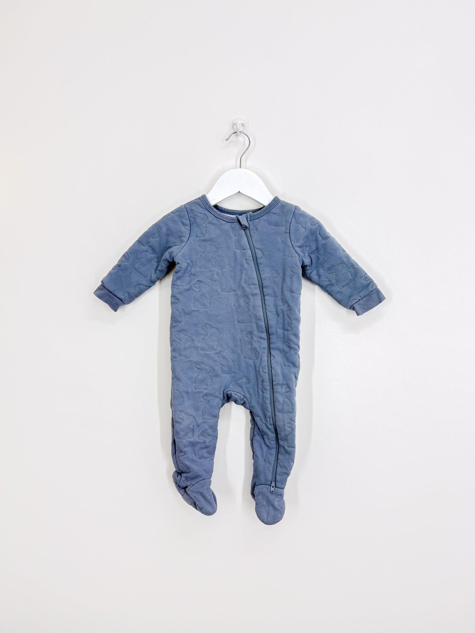 Teeny Weeny padded quilted bunny zipsuit (6-12m)