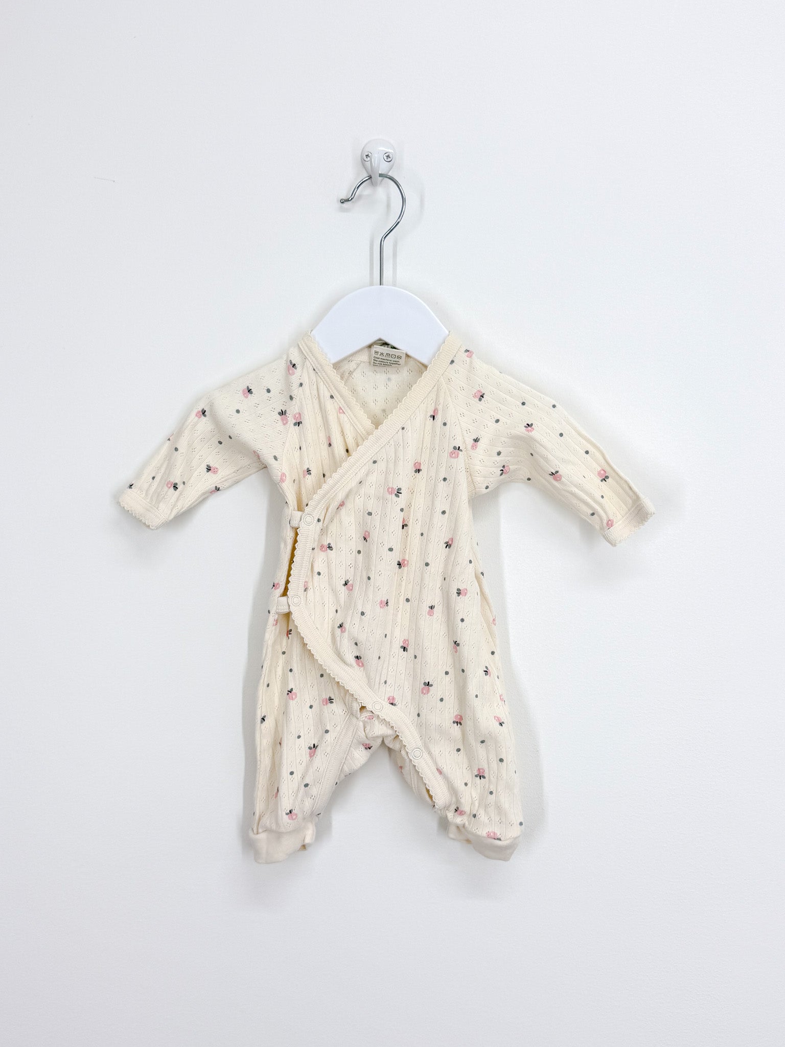 Nature Baby organic pointelle kimono stretch & grow - posey blossom (newborn)