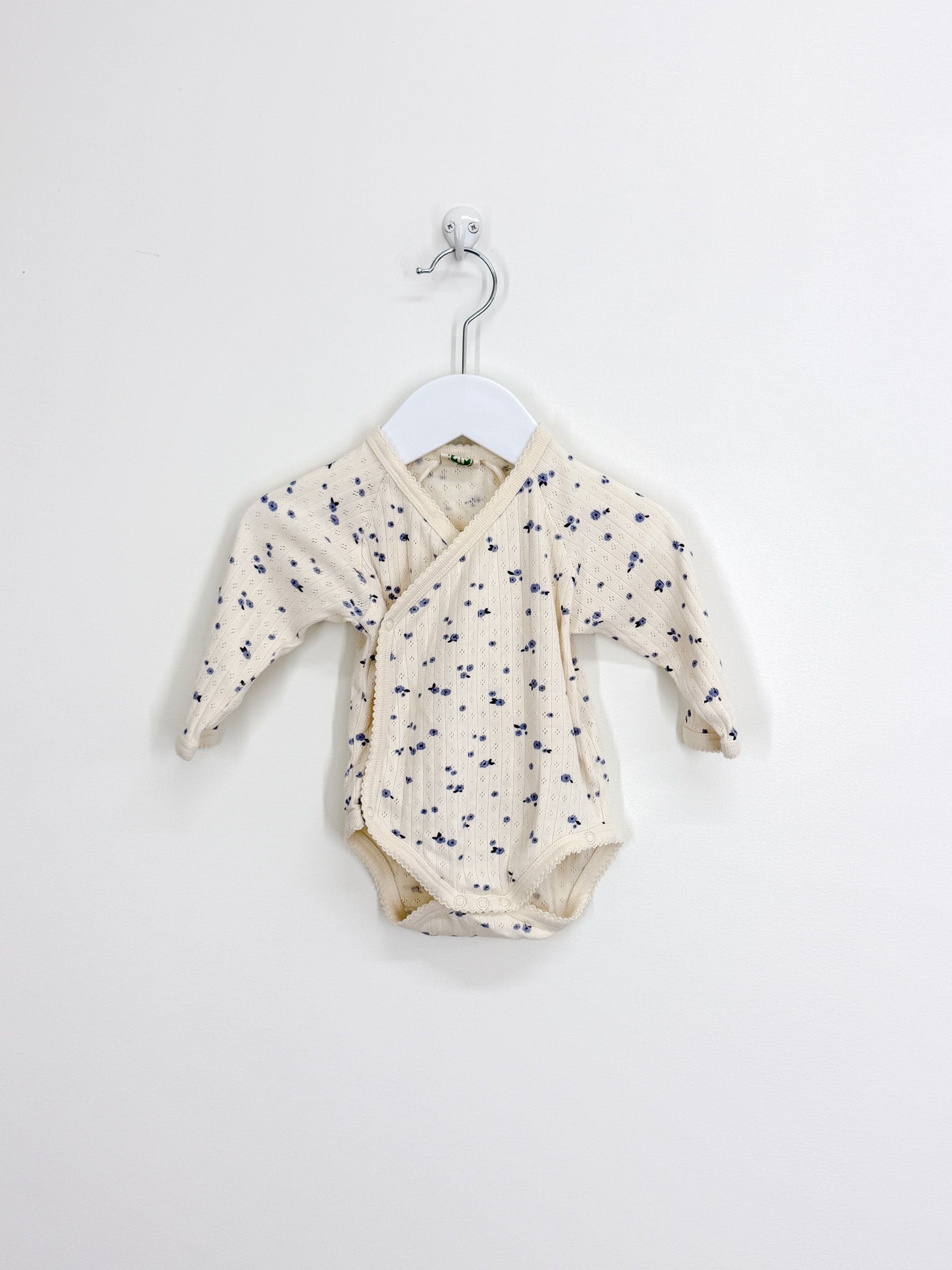 Nature Baby organic pointelle kimono bodysuit - daisy (0-3m)
