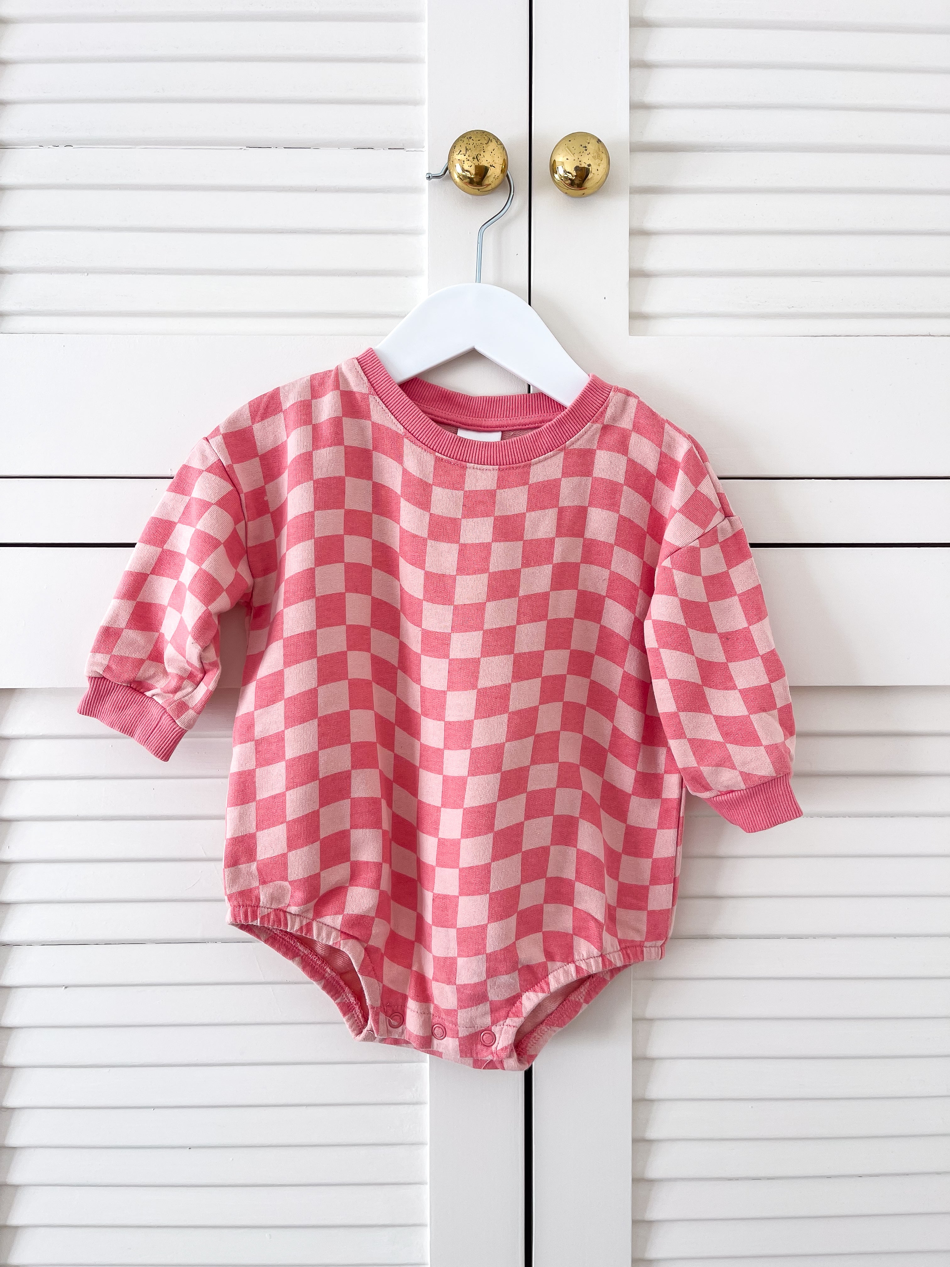 Teeny Weeny check jersey romper (3-6m)