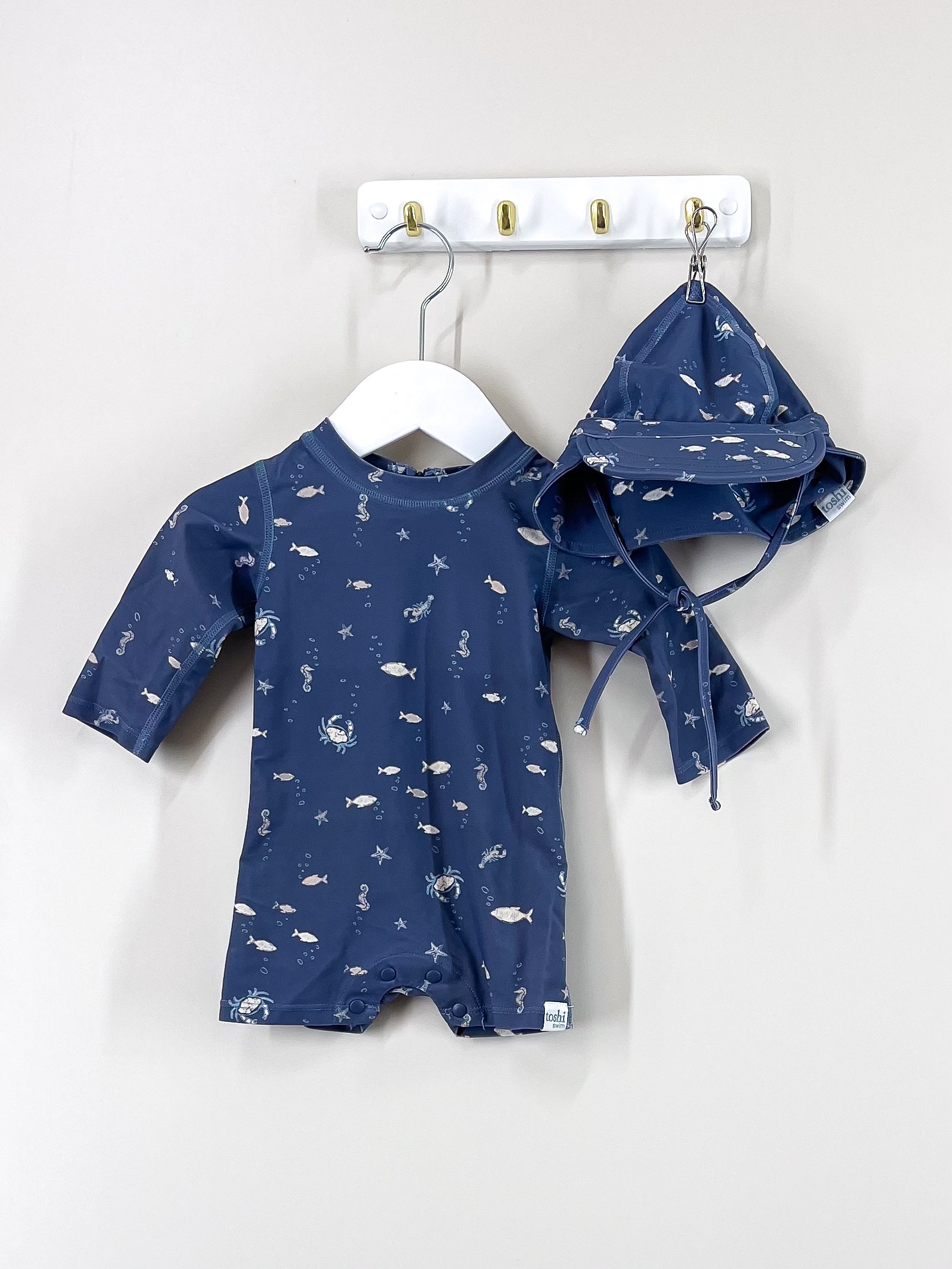 Toshi swimsuit + swim flap hat - neptune (3-6m)