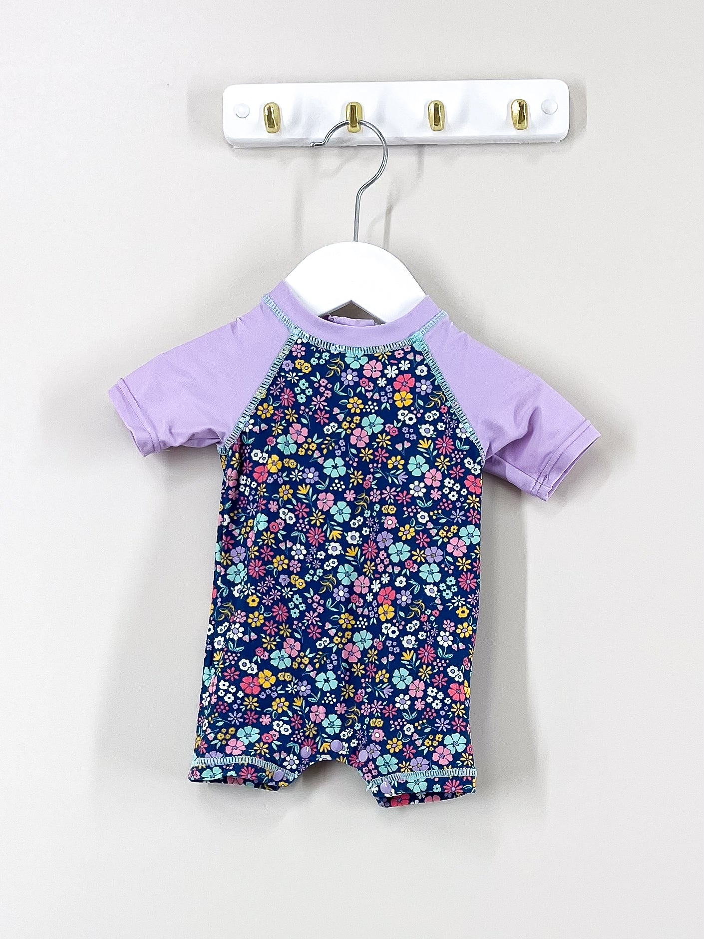 Teeny Weeny lilac floral swimsuit (0-3m)