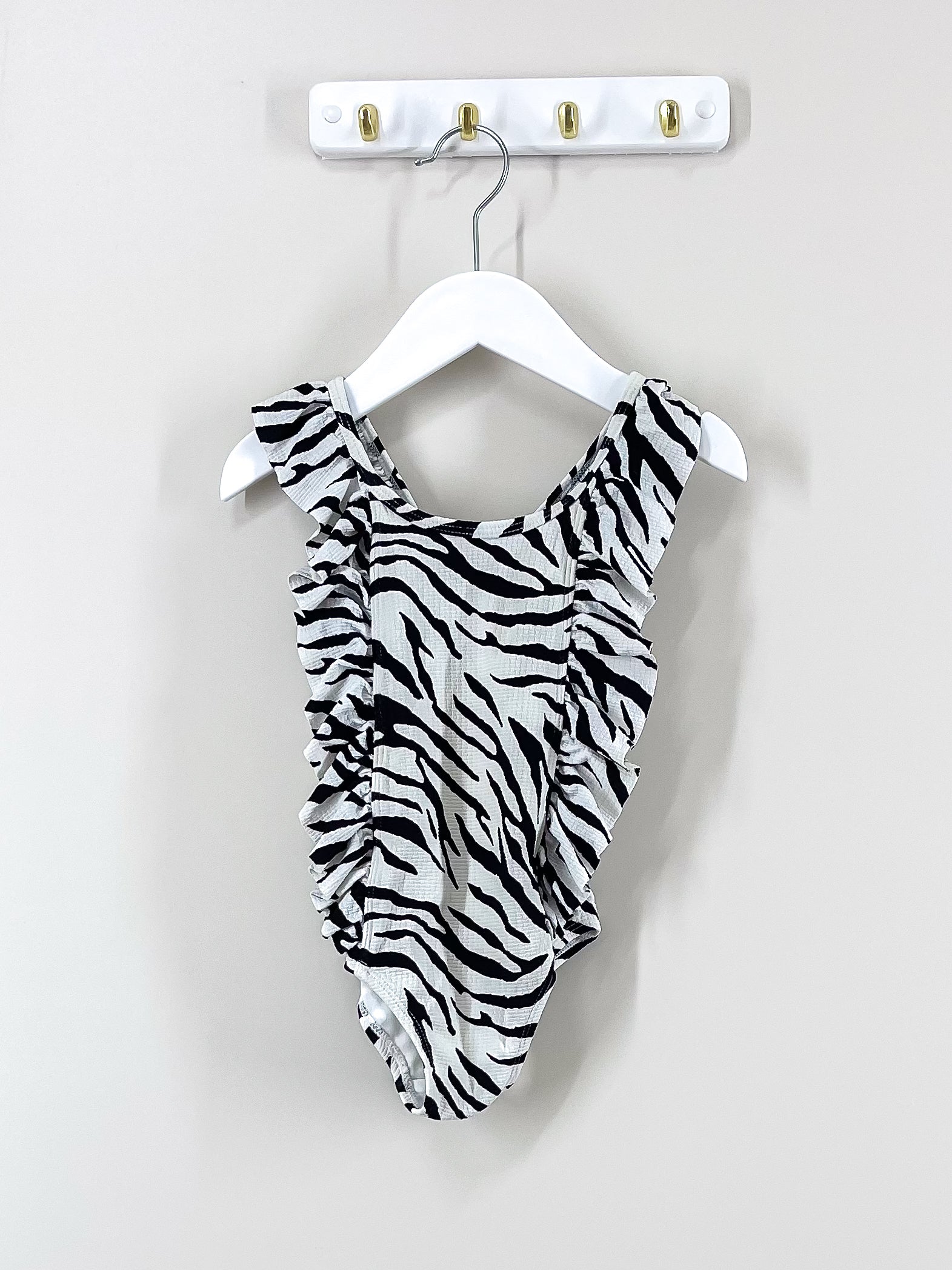 Seed zebra stripe frill swimsuit (12-18m)