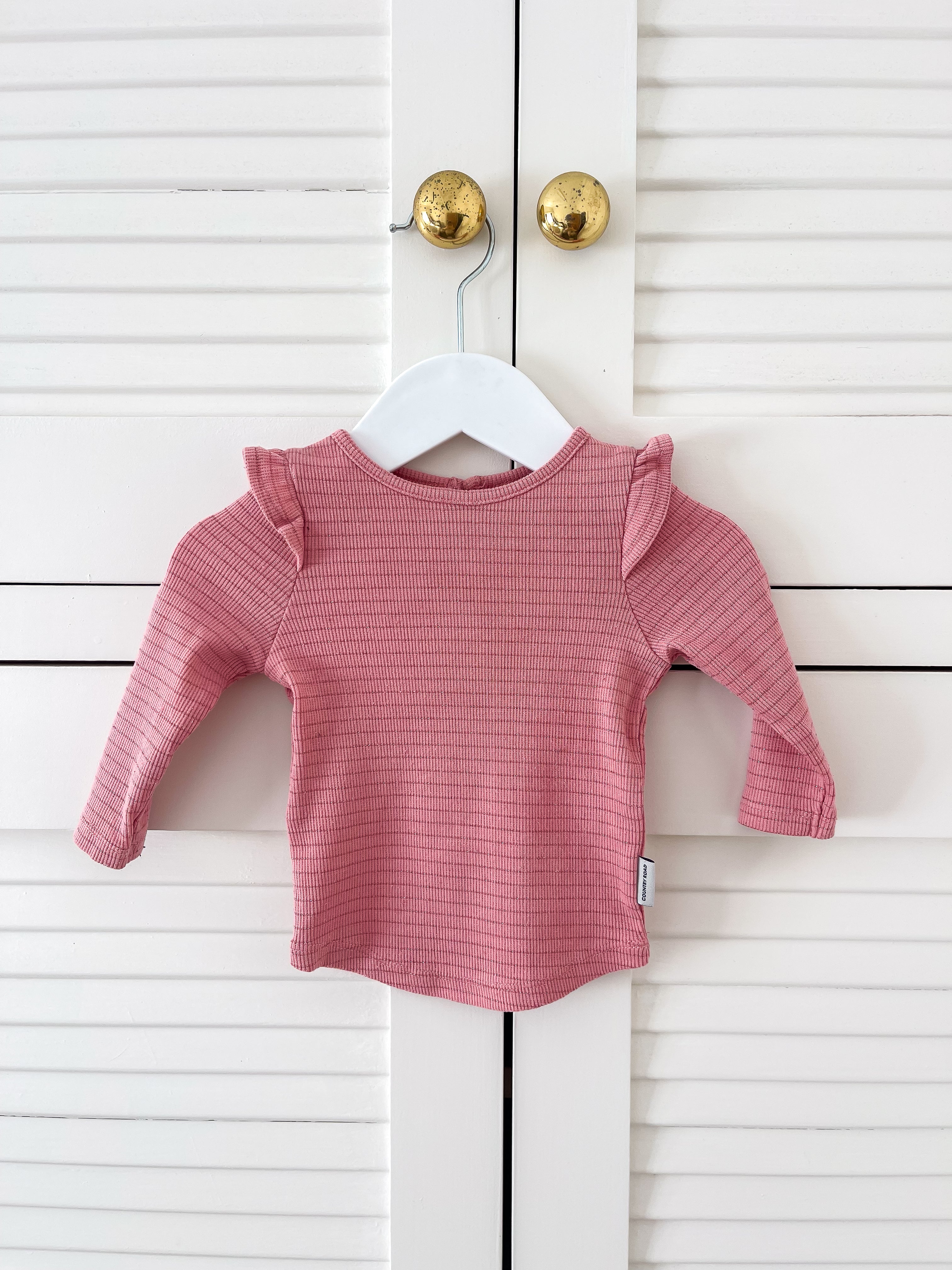 Country Road ribbed frill tee (3-6m)