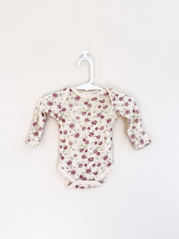 Milly & Milo merino bodysuit - cream floral (0-3m)