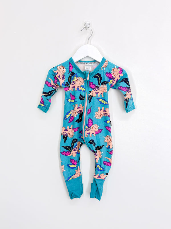 Bonds wondersuit - blue triceratop (3-6m)
