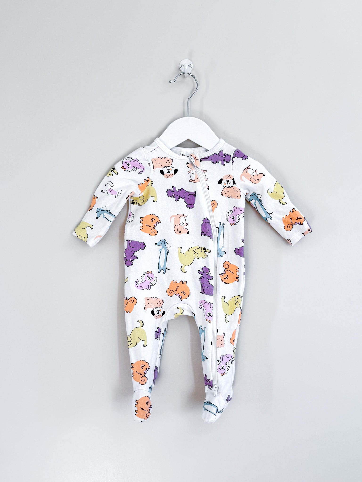Teeny Weeny fleece zipsuit - dogs (0-3m)