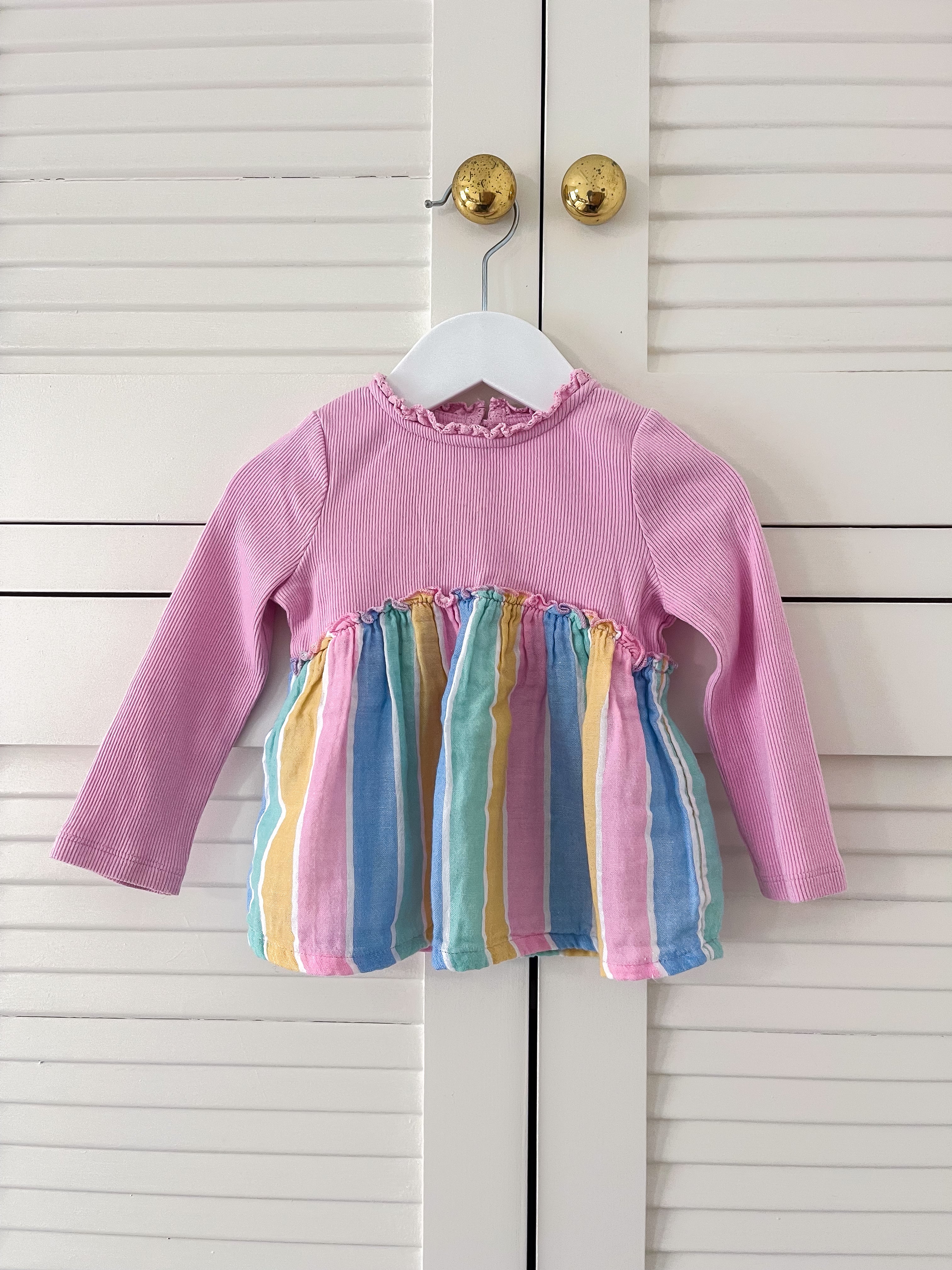 Next rainbow ribbed smock top (9-12m)