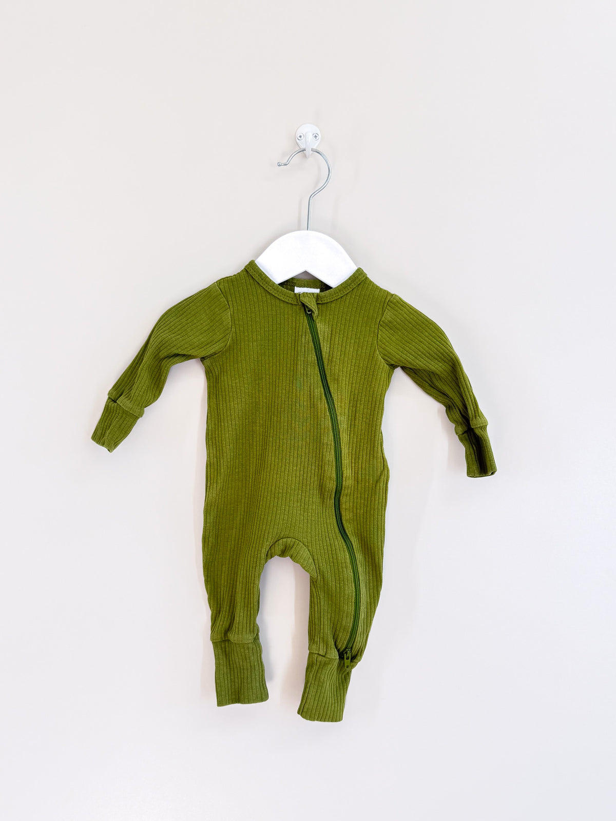 Teeny Weeny rib zipsuit - green (0-3m)