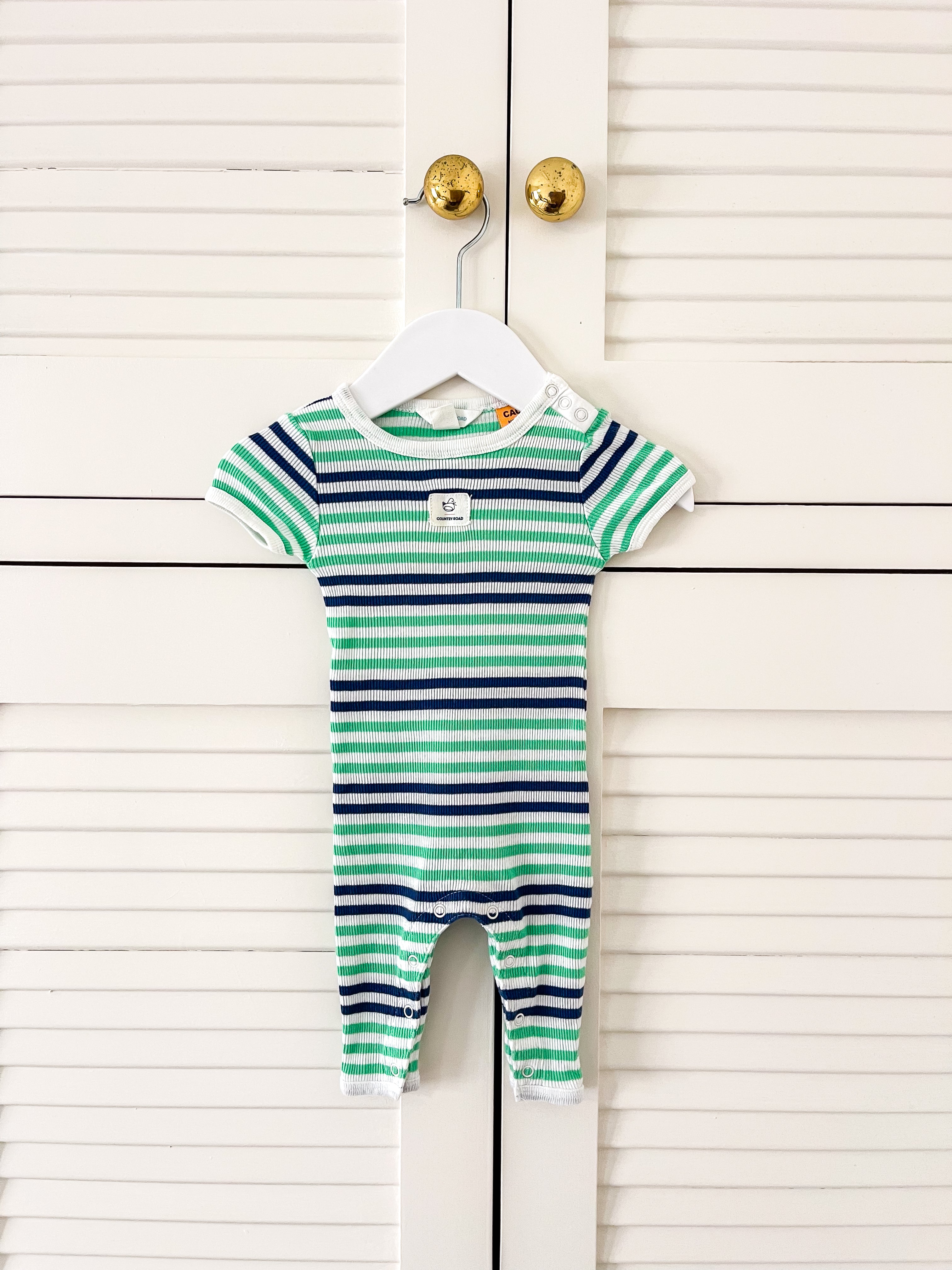 Country Road ribbed striped romper (0-3m)