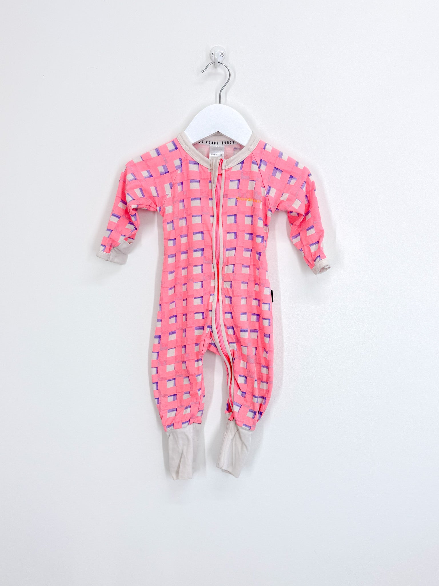 Bonds wondersuit pink grid (3-6m)