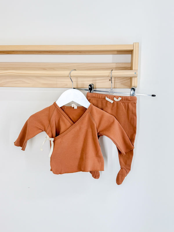 Quincy Mae organic kimono top + leggings set (3-6m)