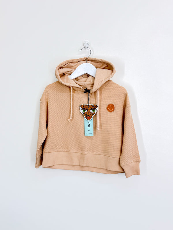BNWT The Girl Club waffle latte crop hoodie (3y)