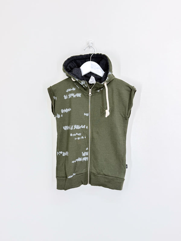 Little Flock Of Horrors merino dakota zip vest - pesto stipple (4-5y)