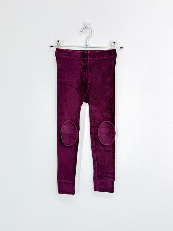 Rock Your Kid corduroy knee patch leggings - plum (5y)