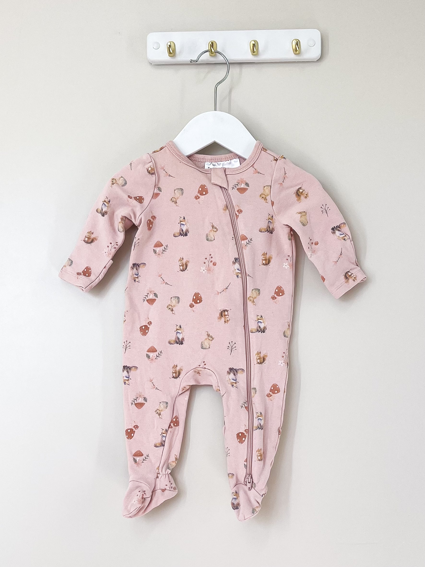 Teeny Weeny fleece zip onesie (0-3m)