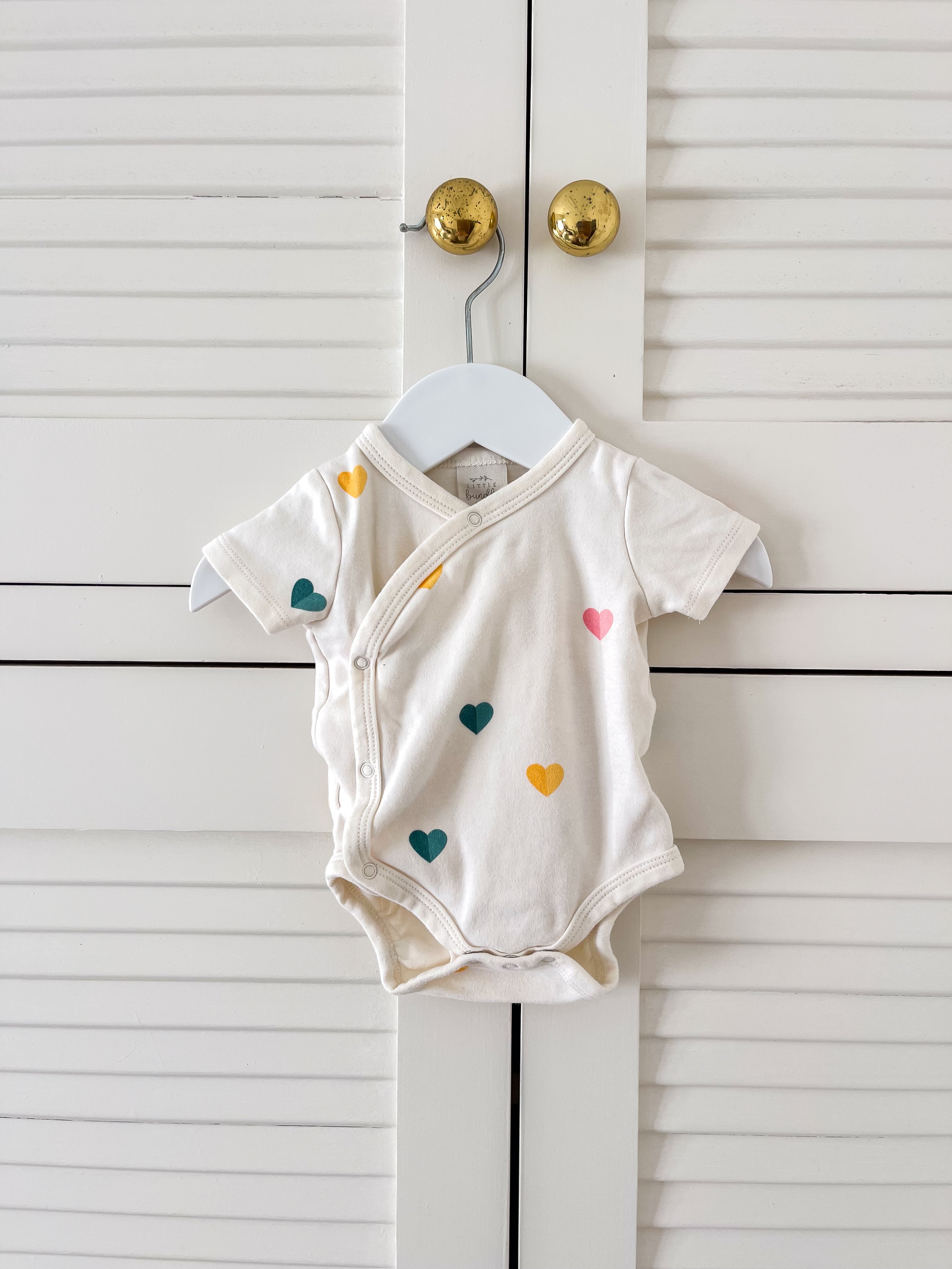 Little Bundle kimono hearts bodysuit (0-3m)
