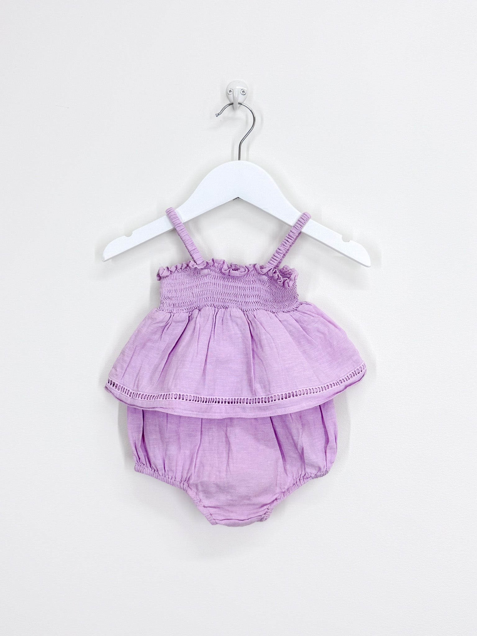 Country Road linen lilac sunsuit (6-12m)
