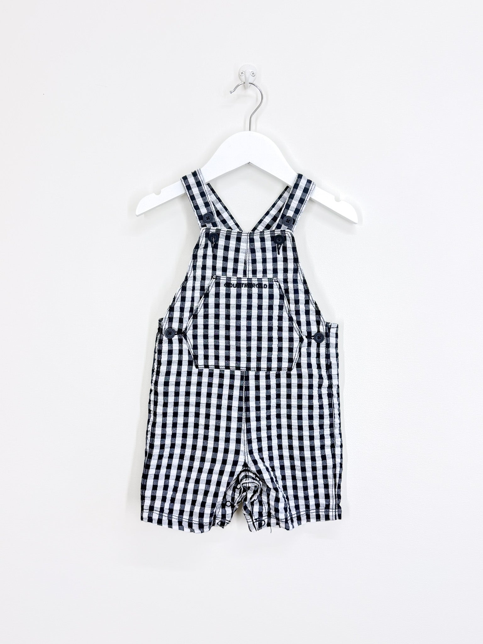 Country Road seersucker gingham shortalls (12-18m)