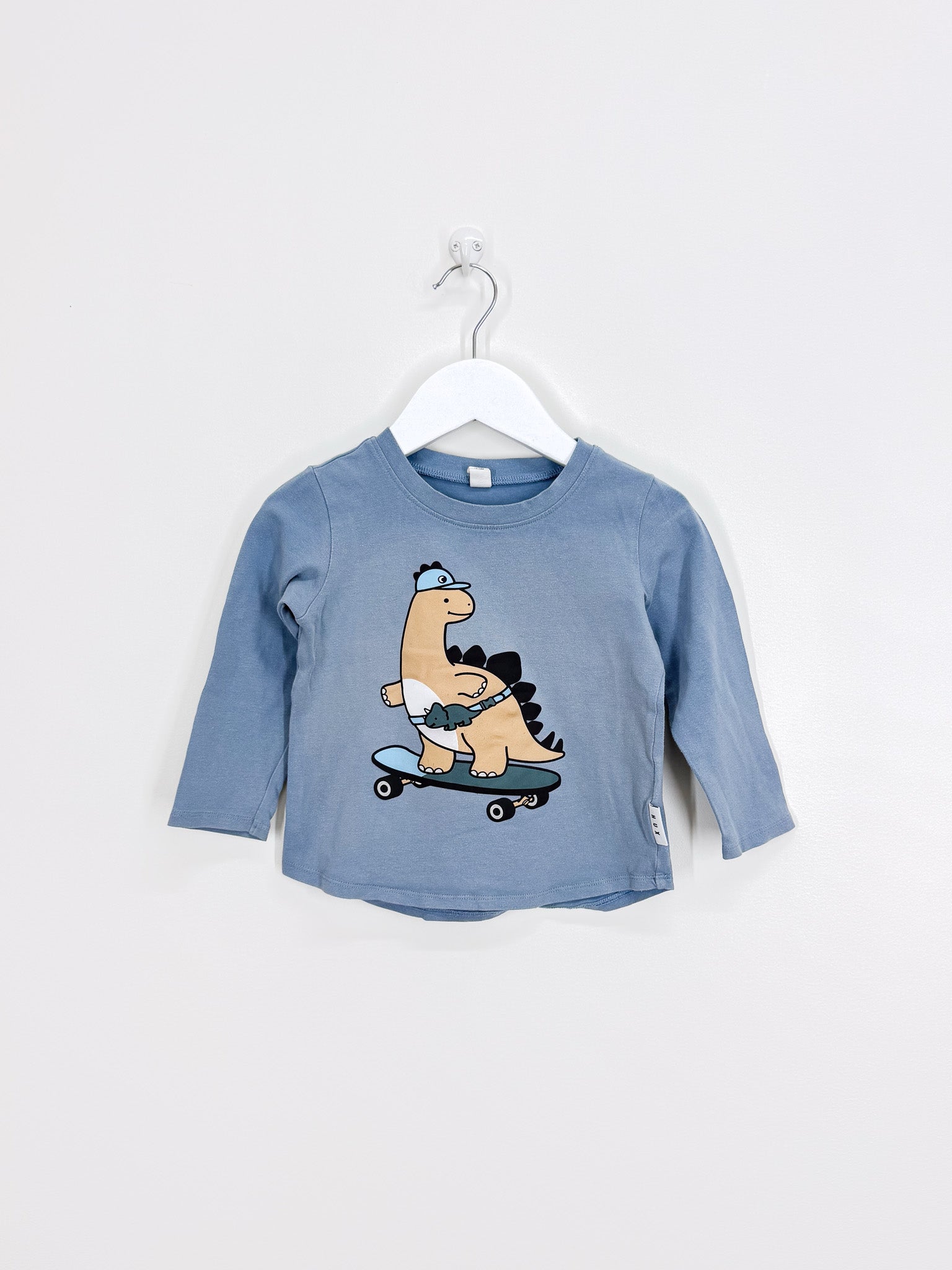 Hux organic long sleeve dino skater tee (18-24m)