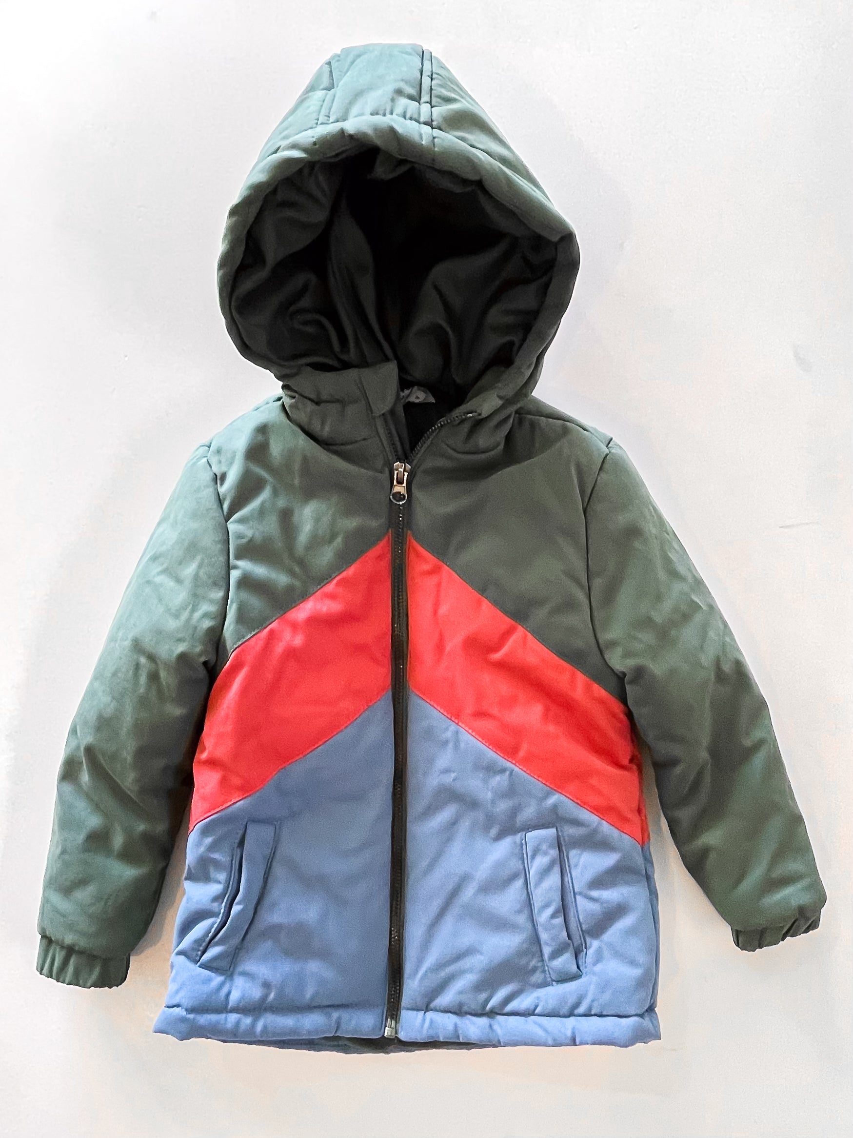 Mac & Ellie colour block hooded puffer jacket (3y)