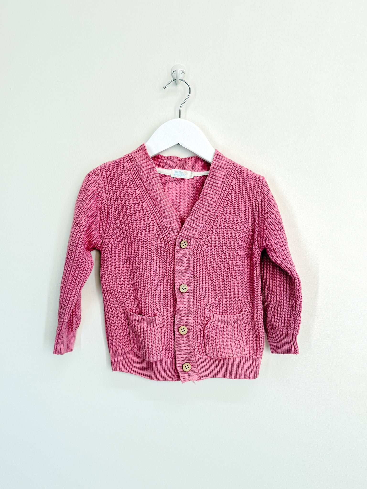 Hello Poppet organic knitted oversized cardigan - pink (12-18m)