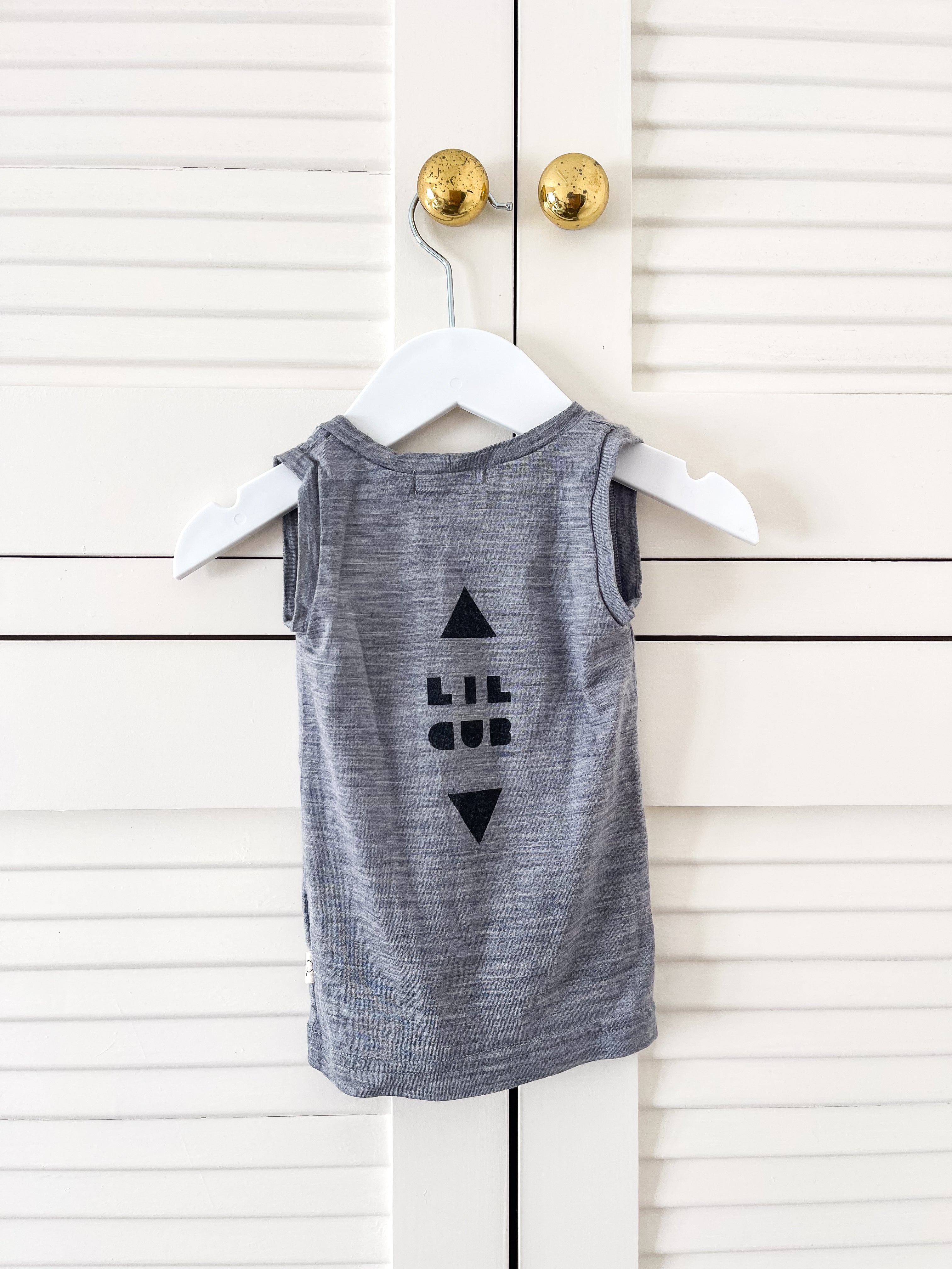 Mokopuna merino panda singlet top (0-3m)
