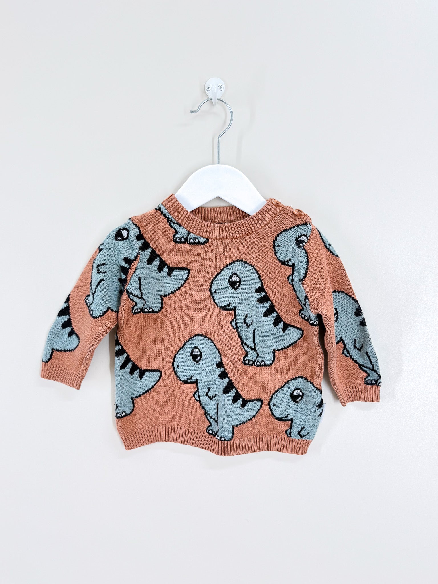 Hux organic b-ball dino knit jumper (12-18m)