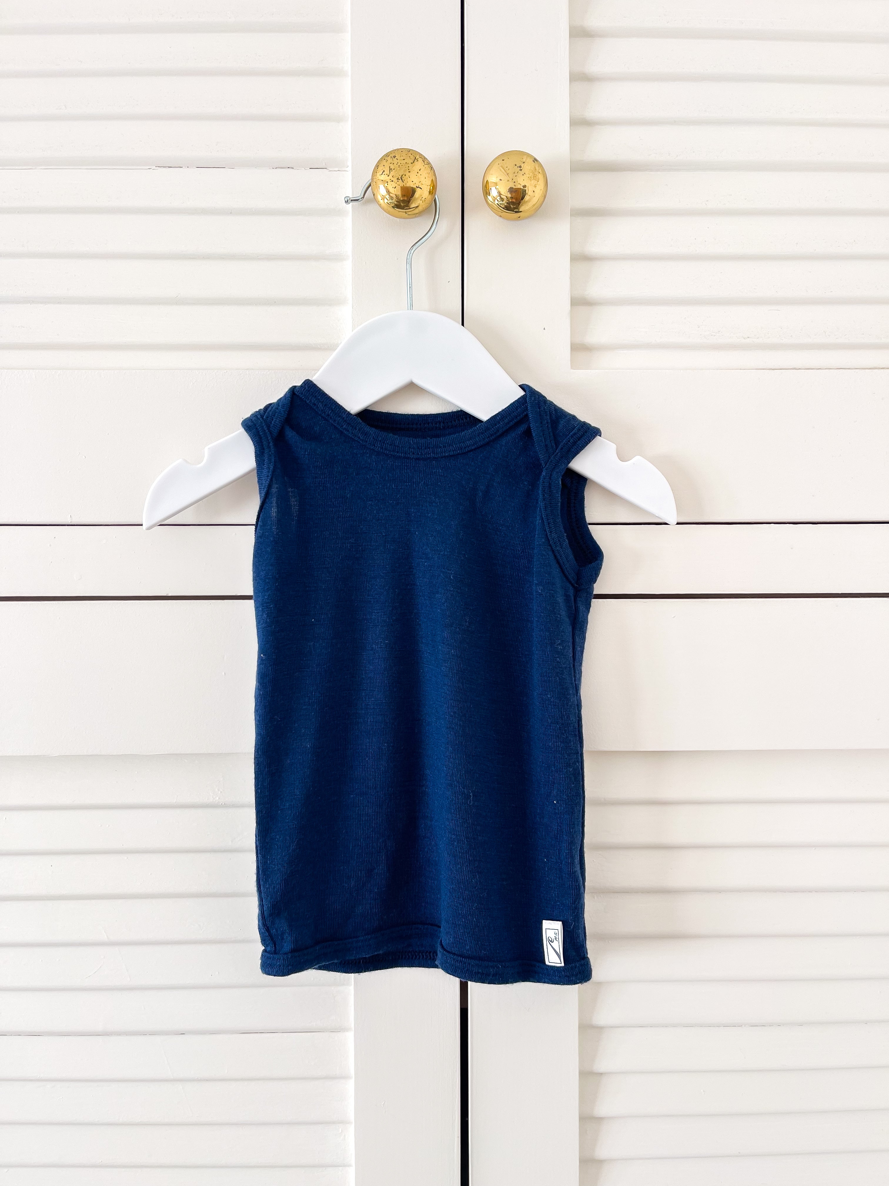 Navy merino tank top (1y)