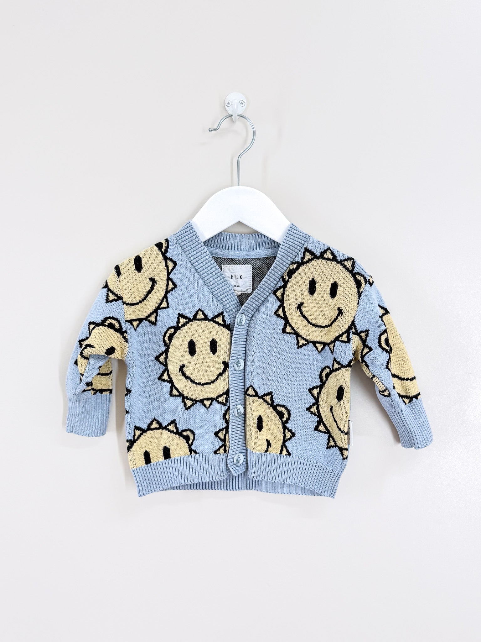 Hux organic sunny bear knit cardigan (6-12m)