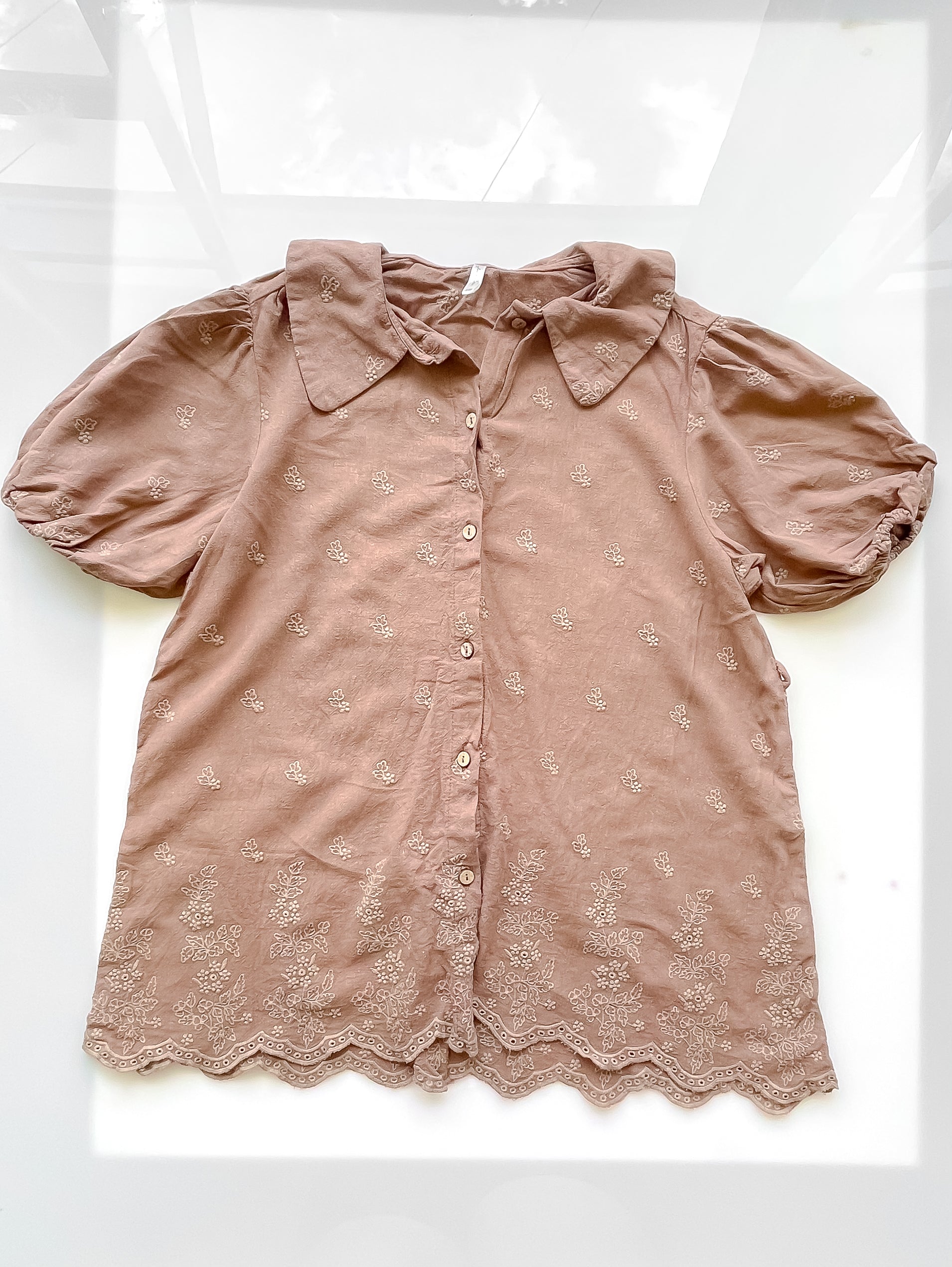 Rylee + Cru linen olive dress - grapevine embroidery (6-7y)