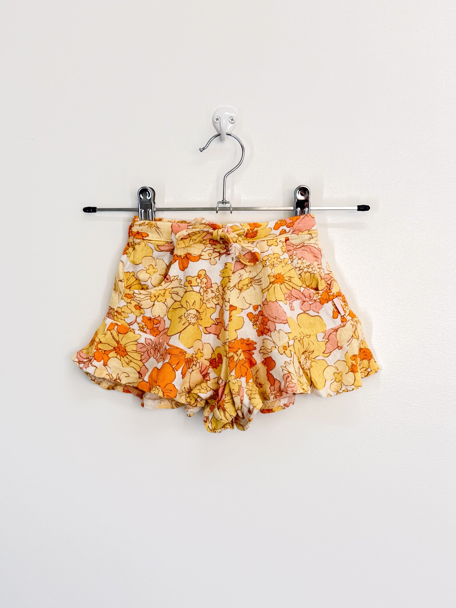 Ghanda linen blend retro floral ruffle shorts (1-2y)
