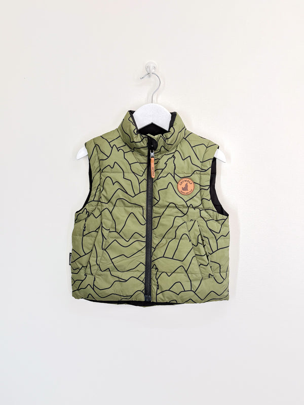 Cry Wolf reversible puffer vest - khaki alps (4y)