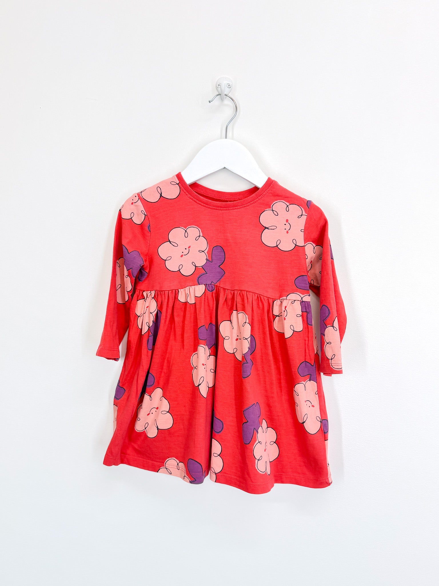 Next long sleeve red floral dress (18-24m)