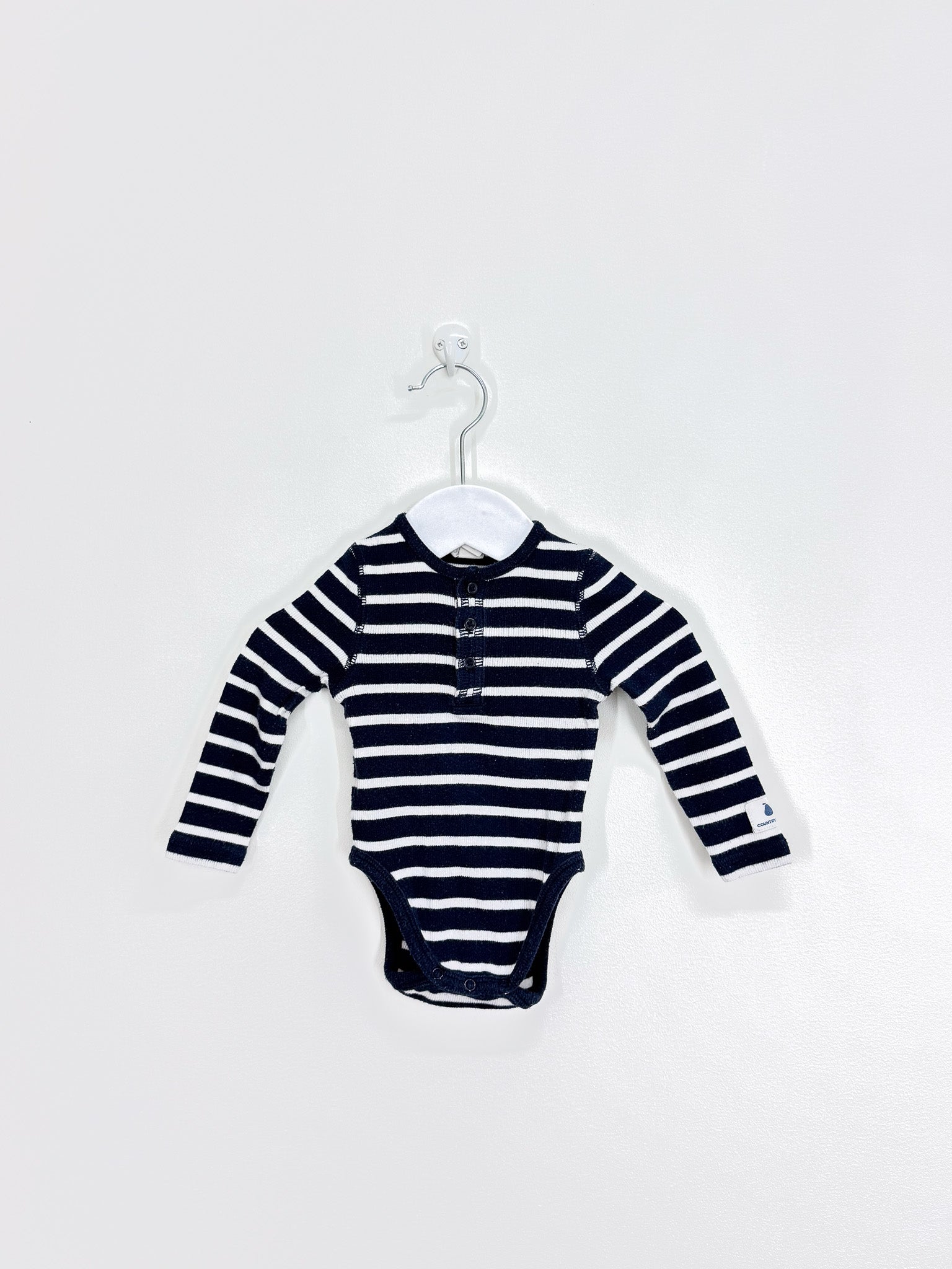 Country Road long sleeve striped henley bodysuit (3-6m)