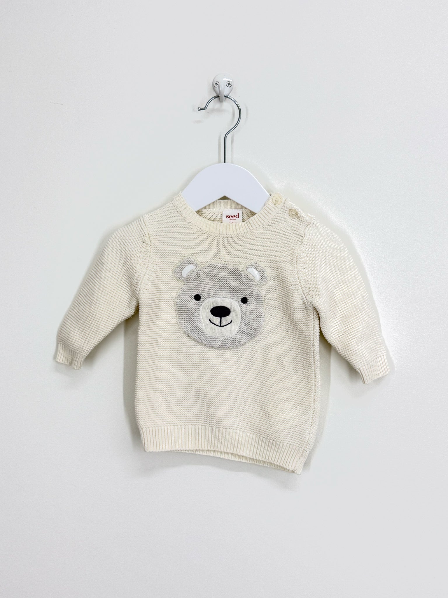 Seed Heritage bear knit pullover (0-3m)