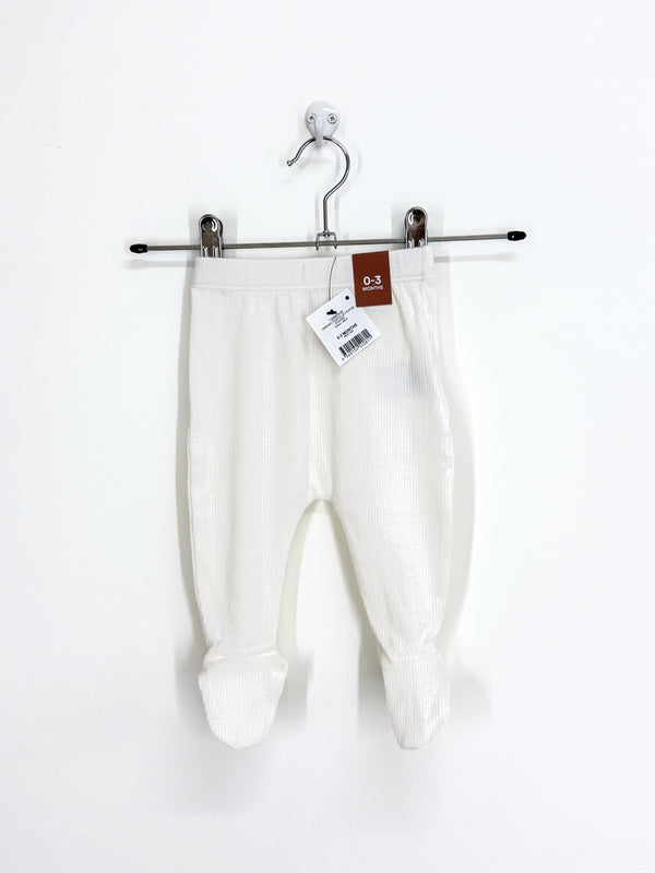 BNWT Cotton On Kids organic pointelle footed leggings - milk (0-3m)