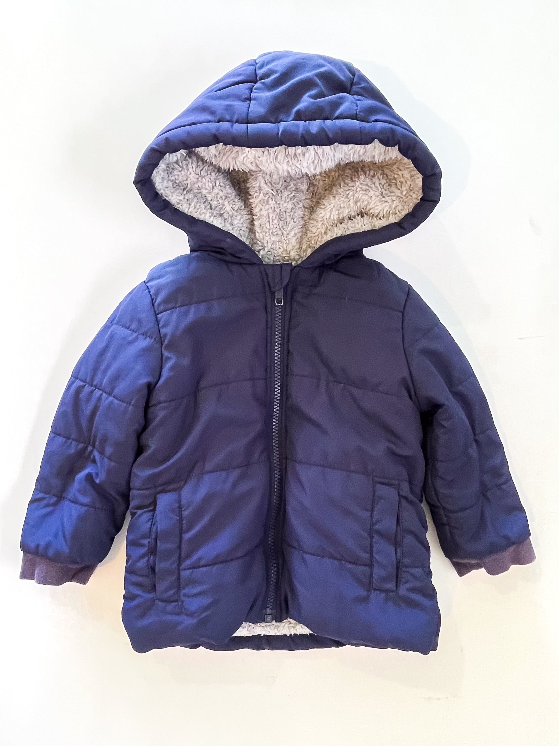 Teeny Weeny fleece lined hooded puffer jacket (18-24m)