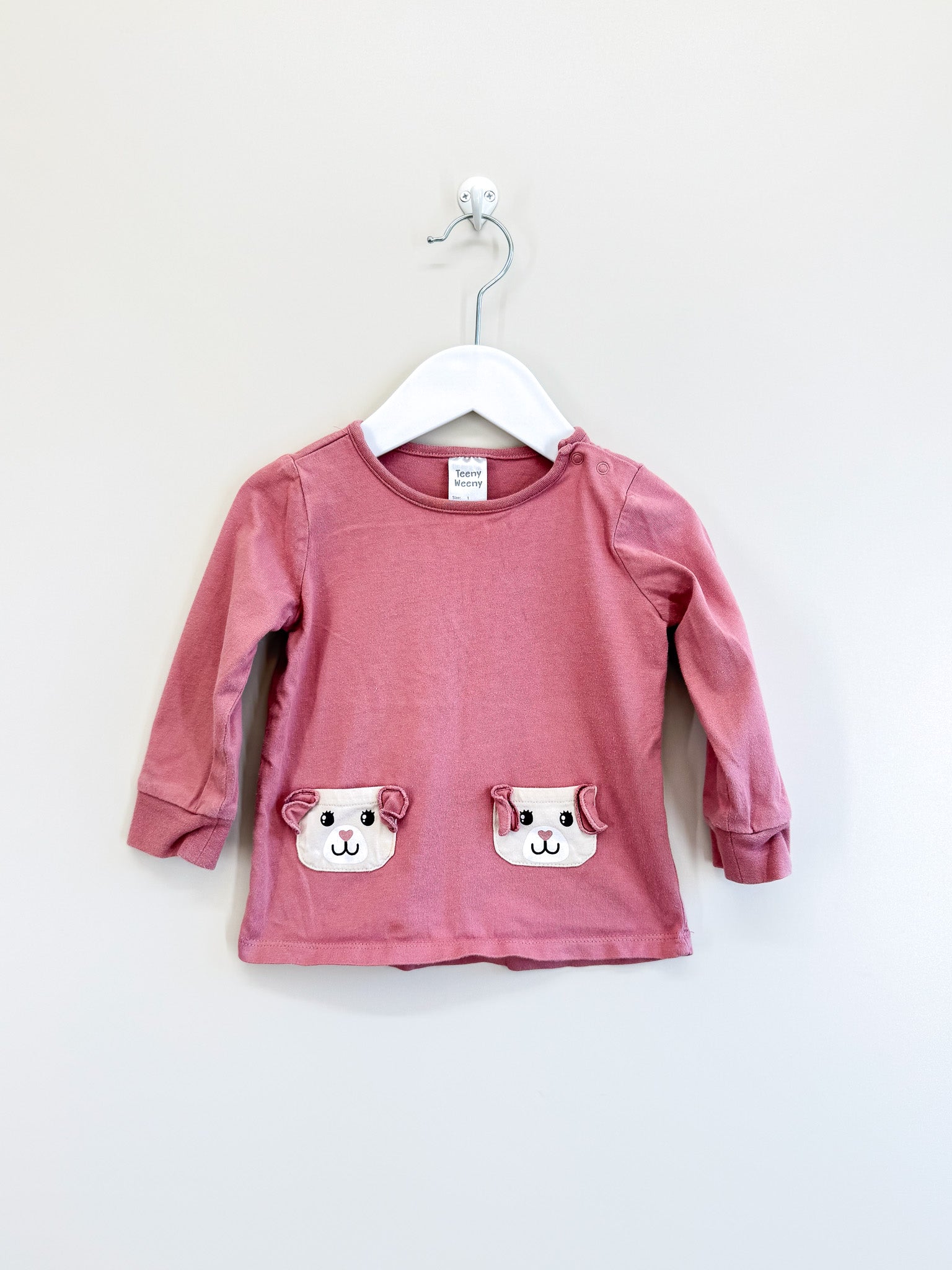 Teeny Weeny long sleeve puppy pocket tee (3-6m)