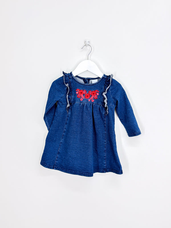 Teeny Weeny embroidered denim dress (12-18m)