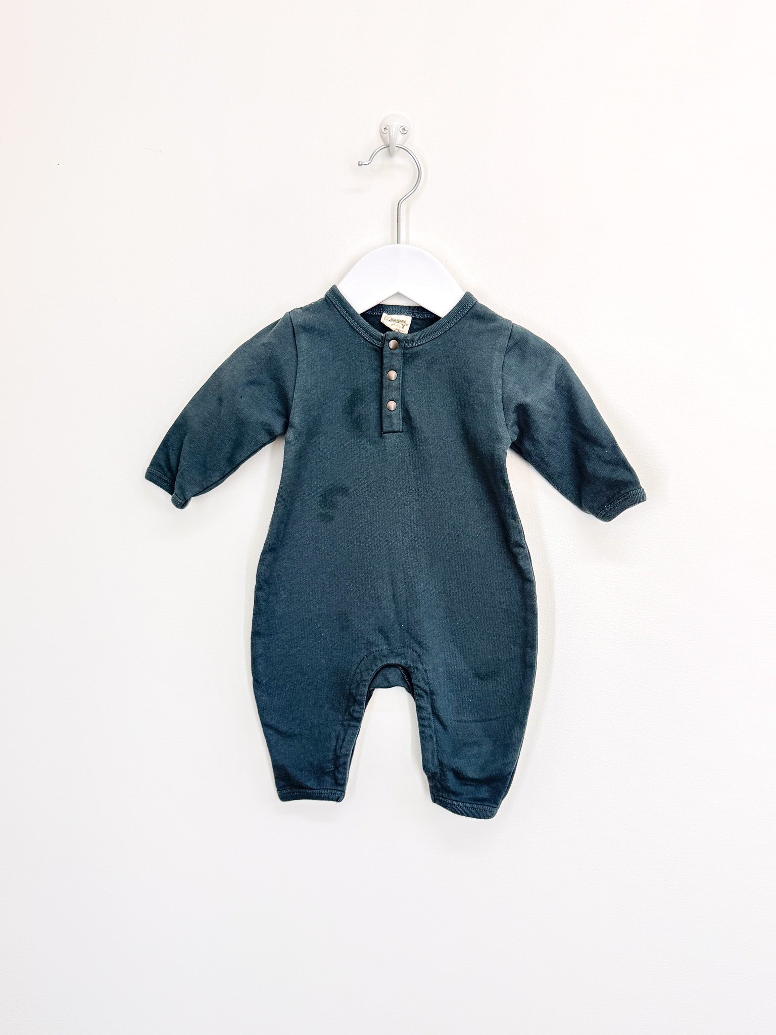 Nature Baby organic fleece henley romper (0-3m)